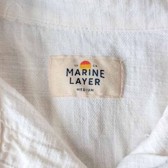 Marine Layer White Cotton Button Front Shirt medium - Picture 4 of 6